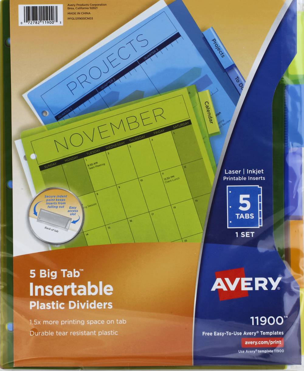 Avery Insertable Plastic Dividers