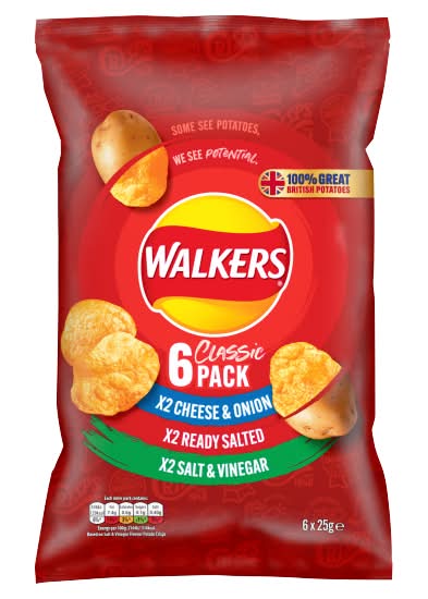 Walkers Assorted, Classic Variety Multipack Crisps (6 pack)