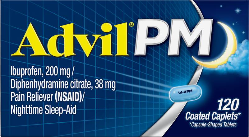 Advil Pm Ibuprofen Pain Reliever/Nighttime Sleep-Aid Coated Caplets (120 ct)