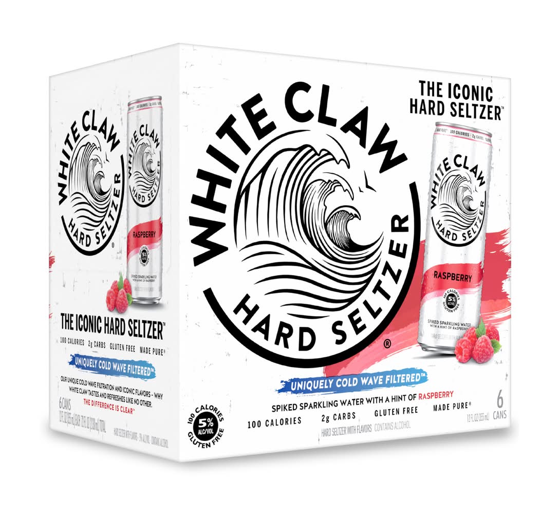 White Claw Gluten Free the Iconic Hard Seltzer, Hint Of Raspberry (6 x 12 fl oz)