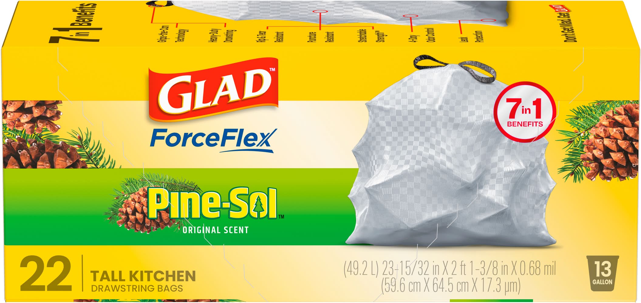 Glad Forceflex Tall Kitchen Drawstring Trash Bags (22 ct)