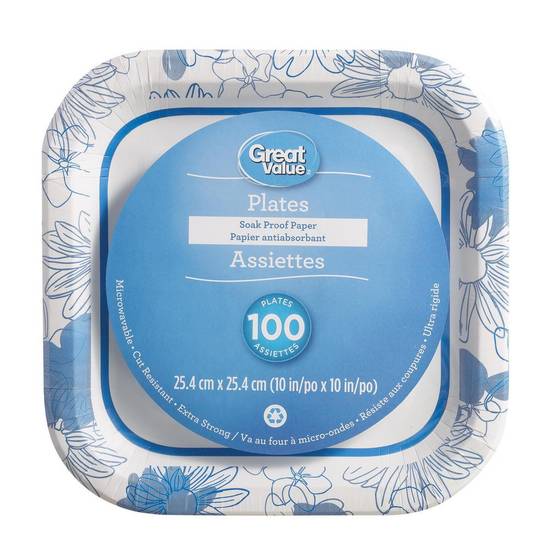Great Value Soak Proof Paper Plates (100 units)