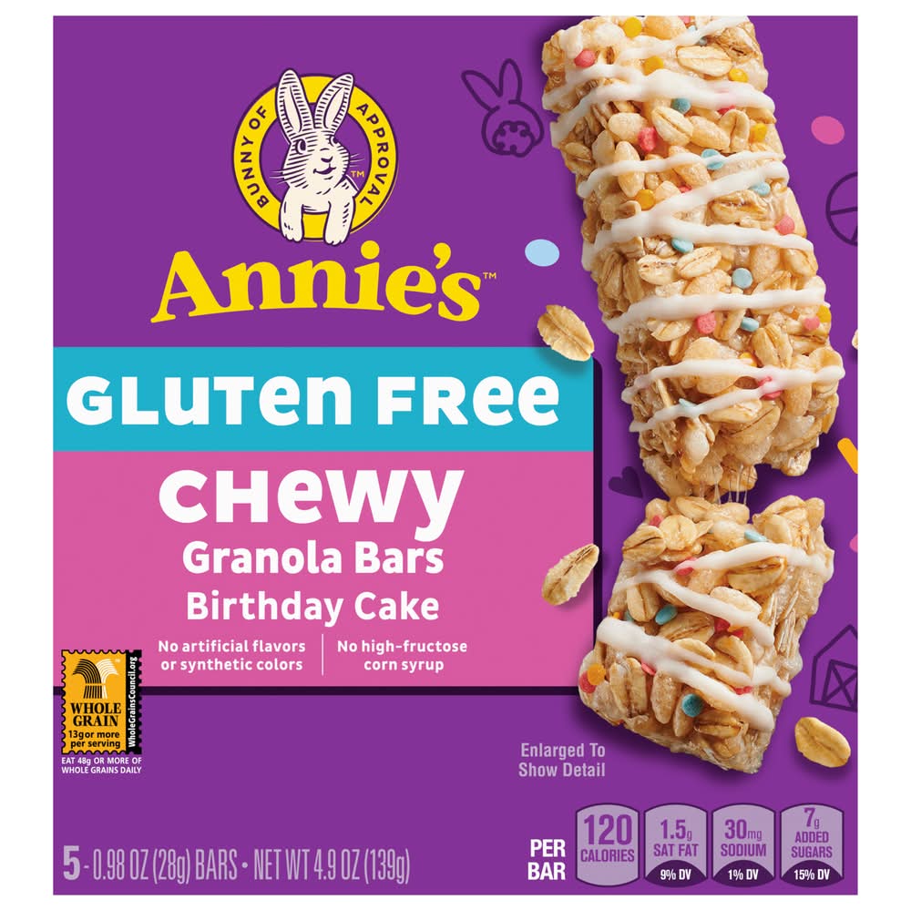 Annie's Gluten Free Chewy Birthday Cake Granola Bars (4.9 oz, 5 ct)
