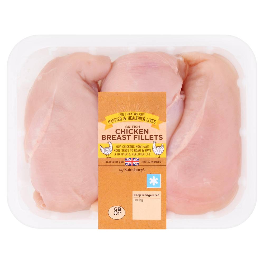 Sainsbury's British Fresh Chicken Breast Fillets Skinless & Boneless 640g