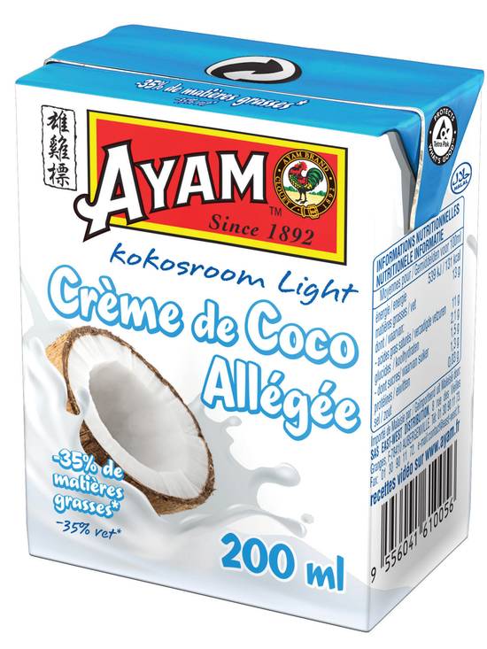Ayam - Crème de coco allégée -35% de mg (200ml)