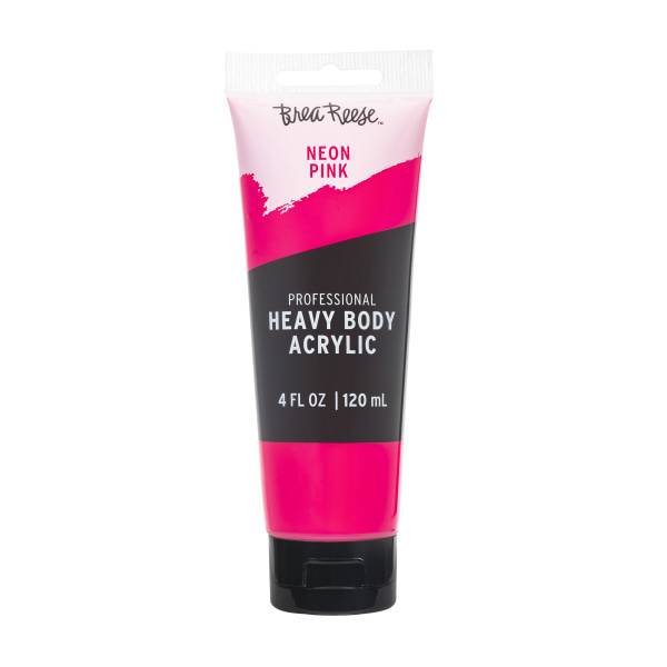 Brea Reese Professional Heavy Body Acrylic Paint, Neon Pink (4 oz)