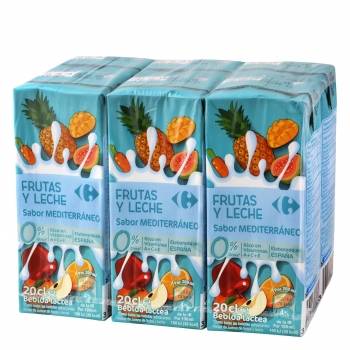 Zumo de frutas y leche Carrefour sabor mediterráneo pack de 6 briks de 20 cl.