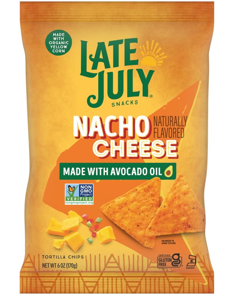 LATE JULY Snacks Nacho Cheese Tortilla Chips, 6 Oz Bag