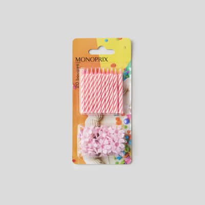 Monoprix - Bougies avec bobèche, rose (20)