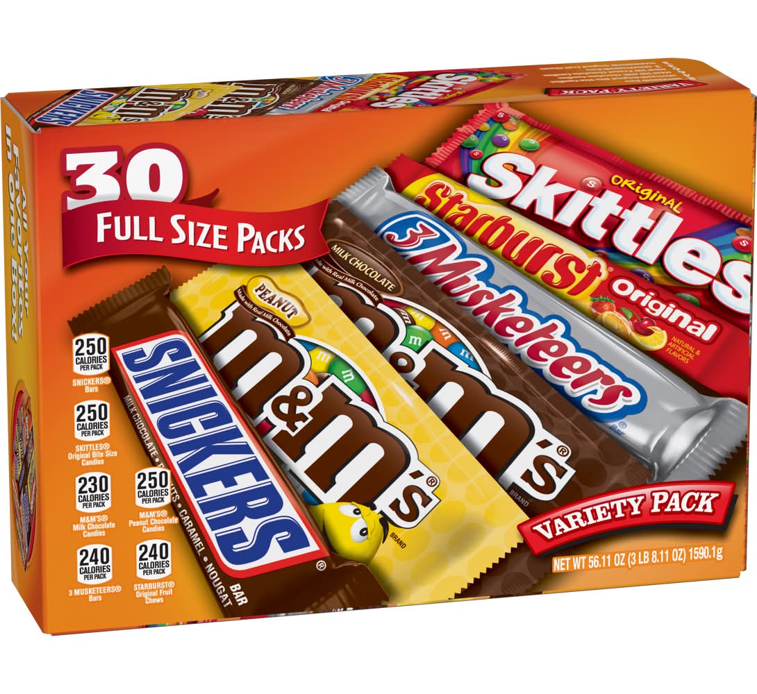 Mars Chocolate & Candy Full Size Variety pack (56.1 oz, 30 ct)