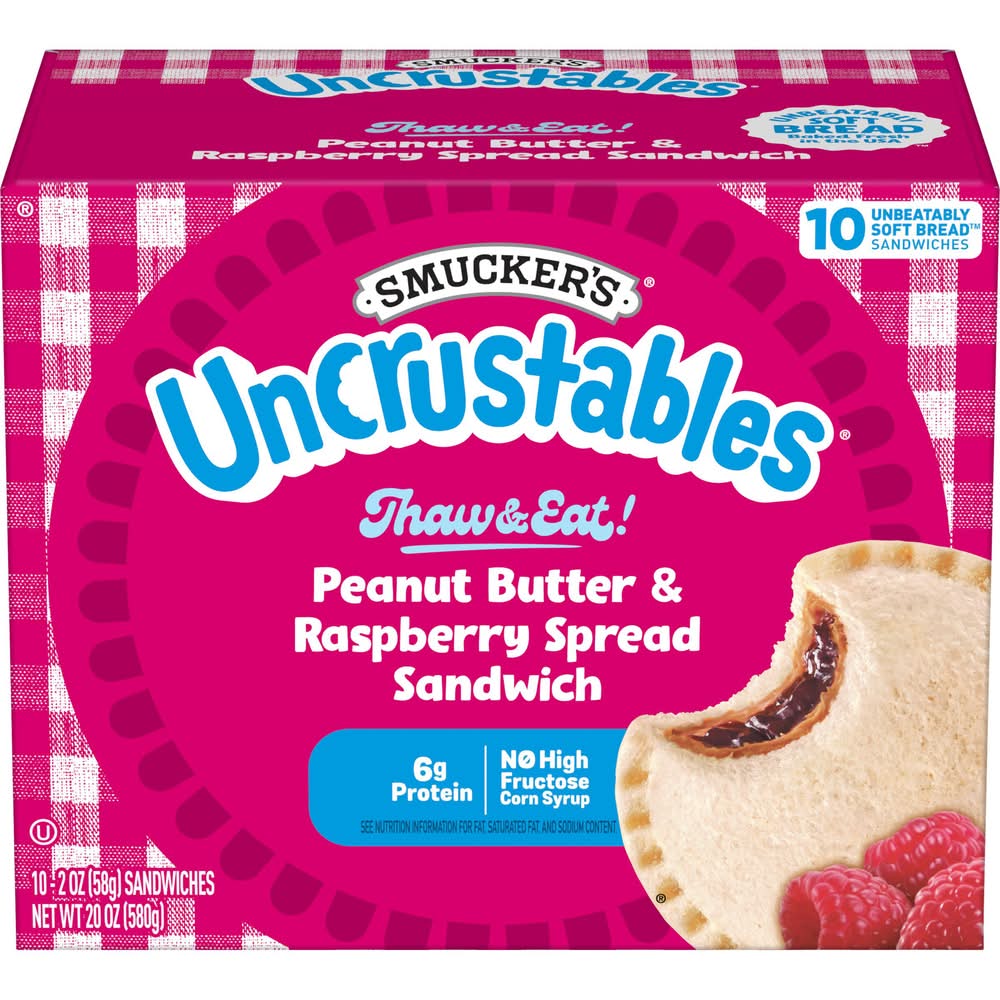 Uncrustables Thaw & Eat Sandwiches, Peanut Butter-Raspberry (20 oz, 10 ct)