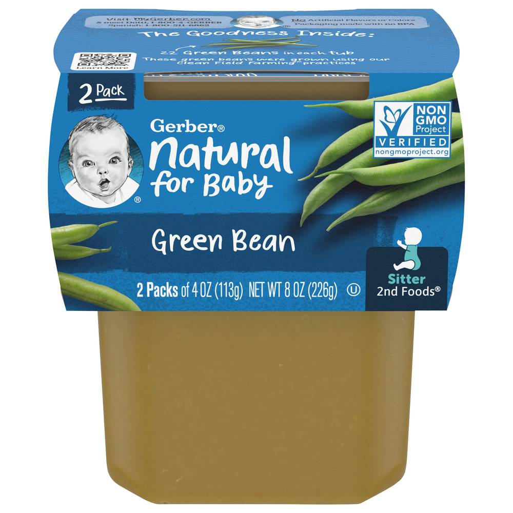 Gerber Green Bean Puree Sitter 2nd Baby Food (4 oz, 2 ct)