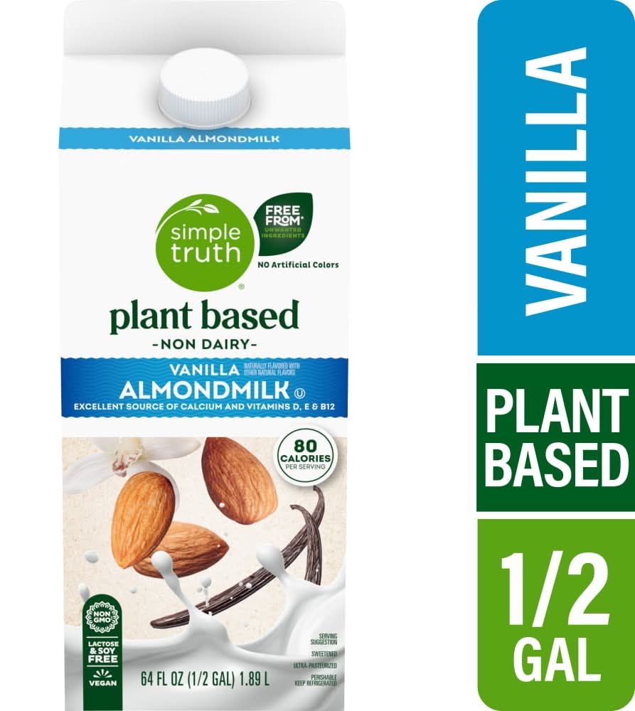Simple Truth Plant-Based Non Dairy Free Almond Milk, Vanilla (64 fl oz)