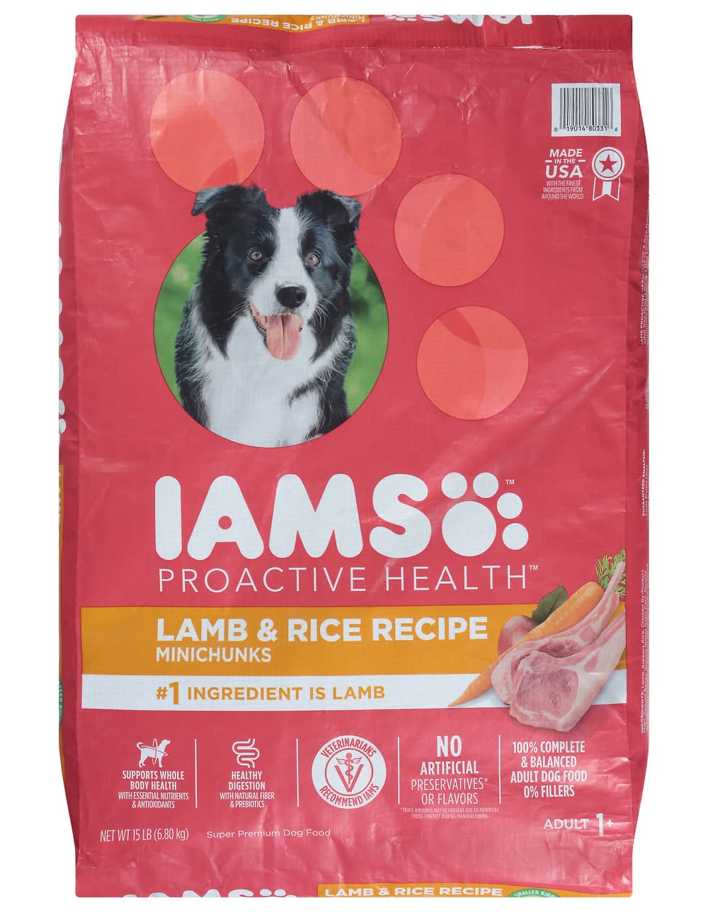 Iams Proactive Health Dry Dog Food, Lamb & Rice, Adult 1+ (15 lbs)