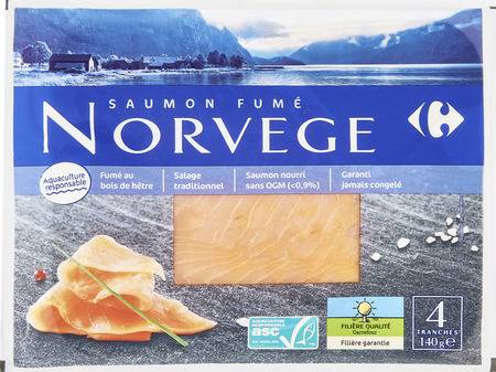 Saumon fumé Norvège Carrefour Extra - le paquet de 4 tranches - 140g