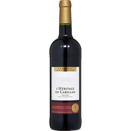 Vin Rouge Languedoc Roussillon IGP Pays d'OC Cabernet Sauvignon L'HERITAGE DE CARILLAN CABERNET SAUVIGNON - la bouteille de 75cL