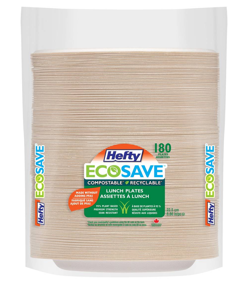 Hefty Ecosave Assiettes À Lunch En Carton Jetable, Paquet De 180 / Hefty Ecosave Luncheon Paper Plates Disposable Plates - 180-Pack