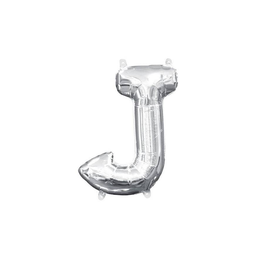 Uninflated 13in Air-Filled Silver Letter Balloon (J)