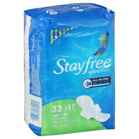 Stayfree Ultra Thin Long Super Pads With Wings (32 pads)