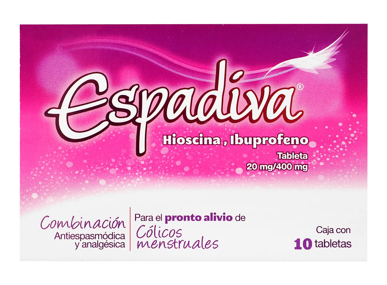 Espadiva · Hioscina de 20 mg / ibuprofeno de 400 mg en tabletas, mujer (10 un)