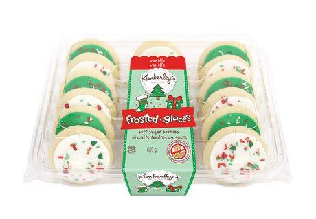 Kimberley's Bakeshoppe Holiday Green and White Frosted Sugar Cookies, Vanilla (689 g, 18 ct)