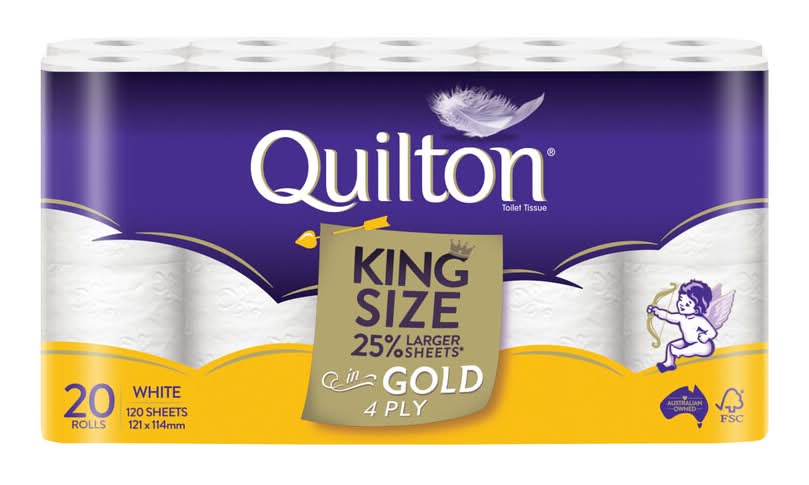 Quilton Toilet Tissue Rolls, King, White (2.25kg, 20 pack)