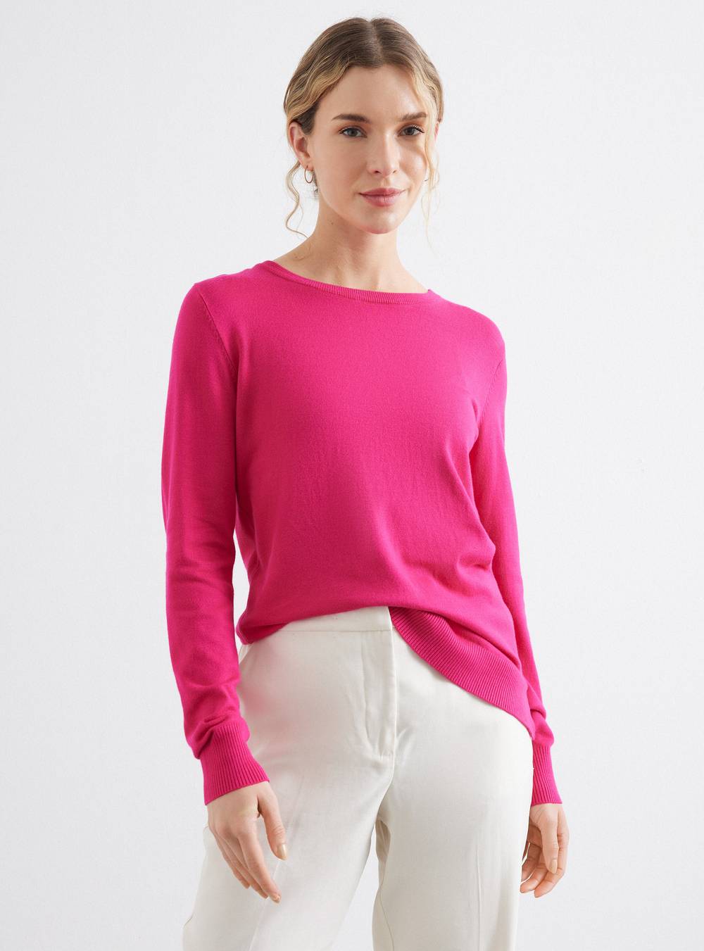 Alaniz sweater tejido cuello redondo (color: fucsia. talla: s)