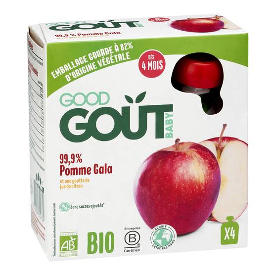 Good Goût - Gourde pomme gala bio dès 4 mois, 4 pcs