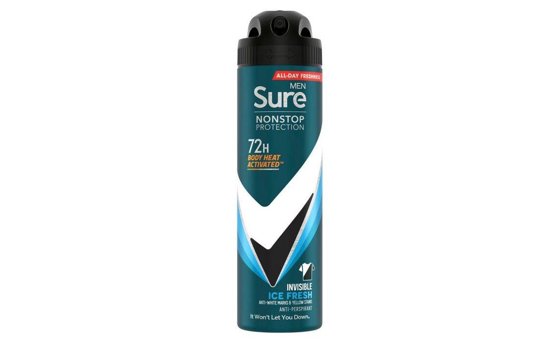 Sure Men Invisible Anti-Perspirant Deodorant Aerosol Ice Fresh Nonstop Protection 150ml (407610)