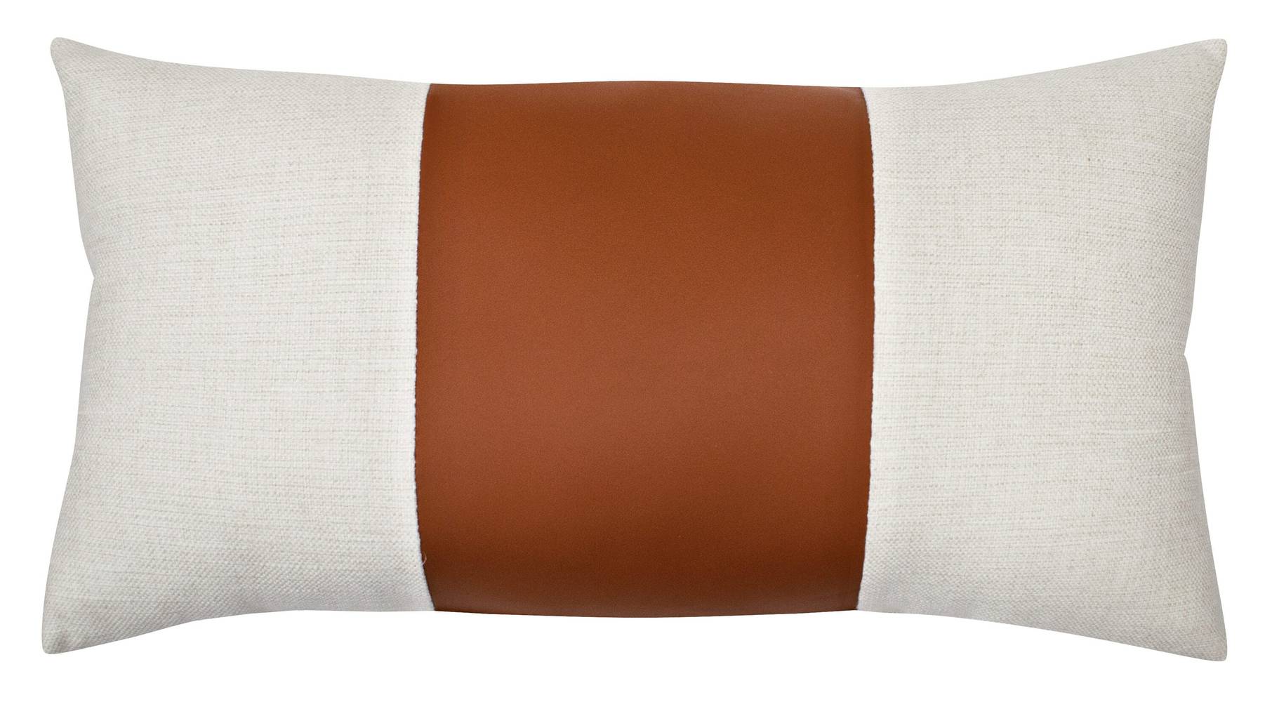 Origin 21 Leather Block Tan Lumbar Patchwork Tan Rectangular Lumbar Pillow | 21610S-108A182