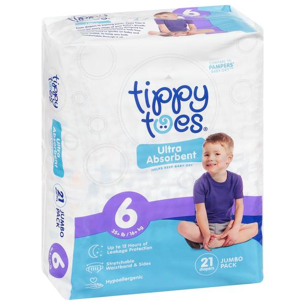 Tippy Toes Jumbo Diapers S6 (21 ct)