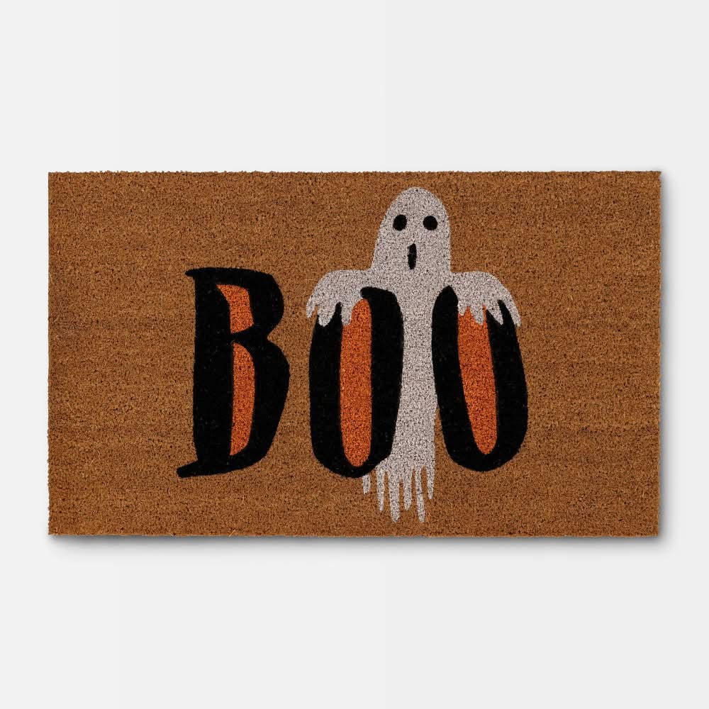 18"x30" Ghost 'BOO' Halloween Coir Doormat Orange - Hyde and EEK! Boutique™