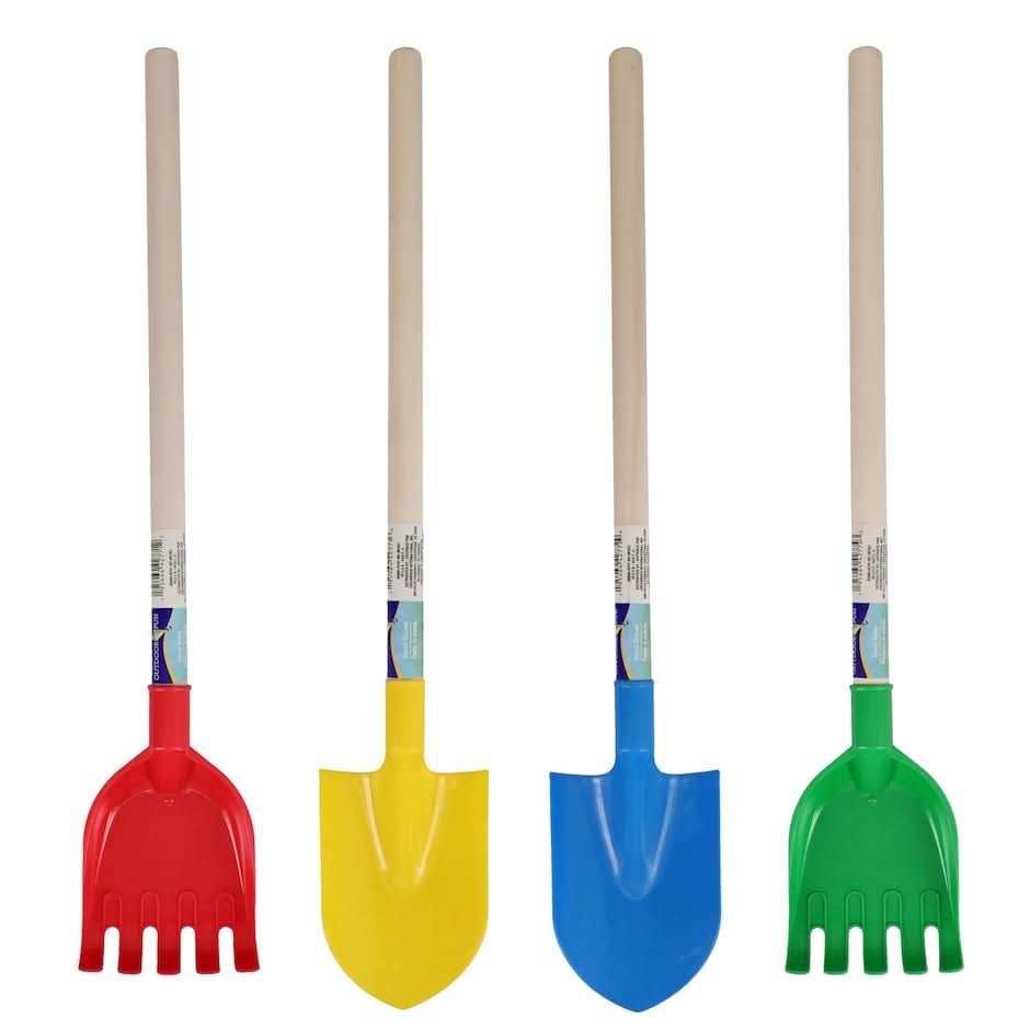 Colored Shovels with Wooden Handles, 21x4.25x1.75 in.