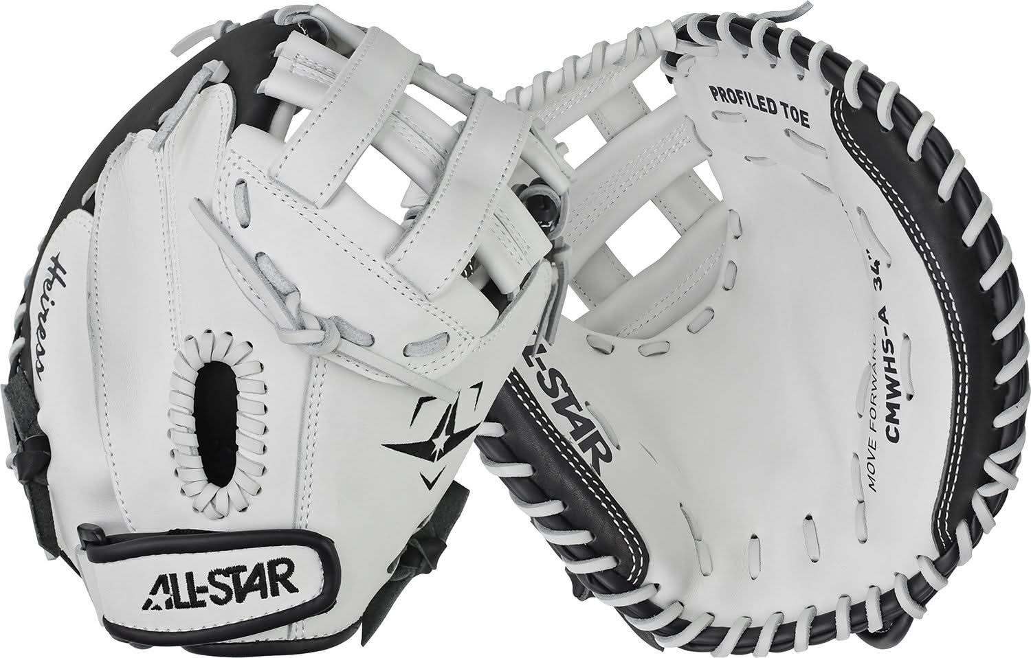All-Star 34” Heiress Fastpitch Catcher's Mitt (White/Black, 34")