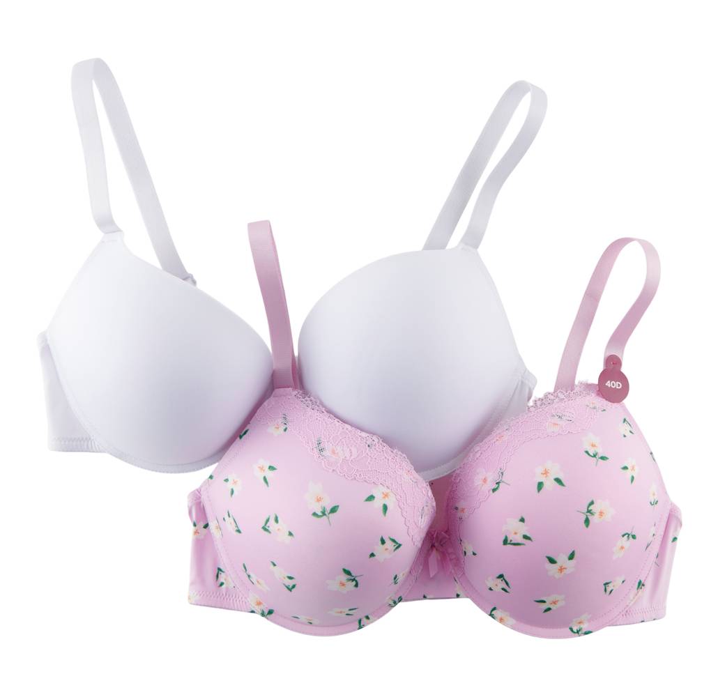 Carisma Women's Plus Push Up Bra, 2-Pack (44 C, Brilliant White)