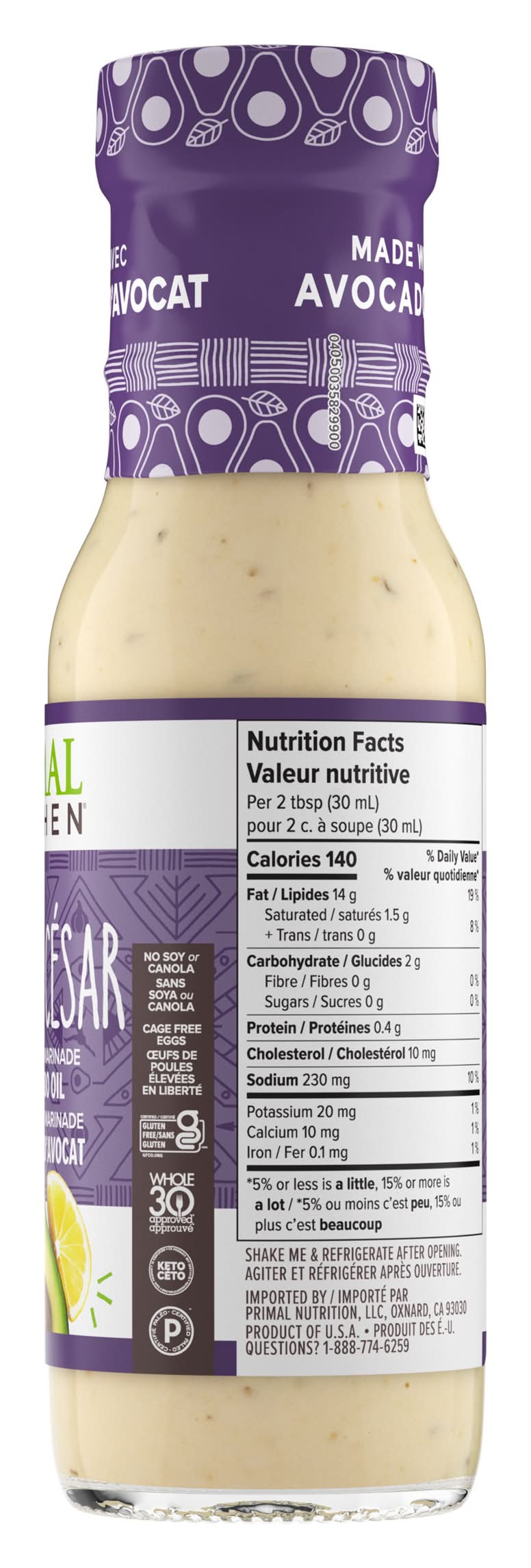 primal kitchen caesar dressing Plant-Based & Marinade, 8 fl oz (236 ml) : Grocery & Gourmet Food Regarding servings Primal Kitchen Plant-Based Caesar Dressing