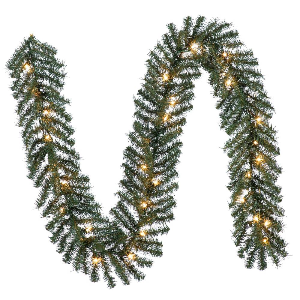 Holiday Living Indoor/Outdoor Pre-lit Electrical Outlet 9-ft Ellston Pine Artificial Garland with Clear Incandescent Lights | GT90CH189C11