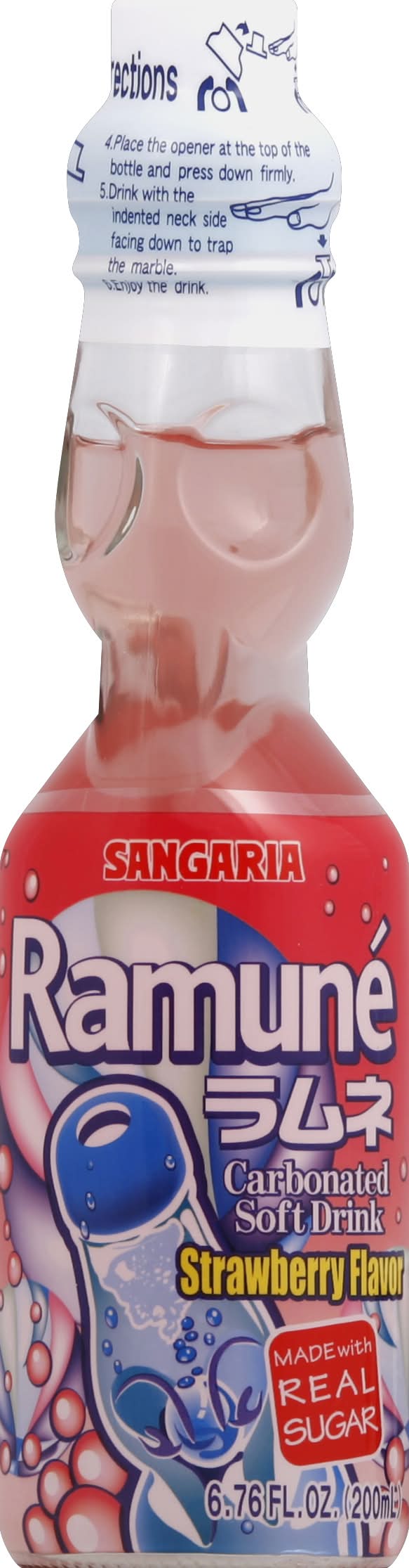 Sangaria Ramune Carbonated Soft Drink, Strawberry (6.76 fl oz)