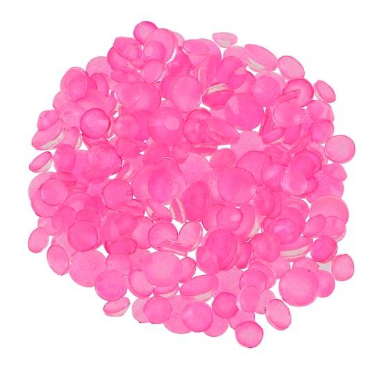 Bead Landing Glow-In-The-Dark Round Glass Flatback Rhinestone Mix, Neon Pink