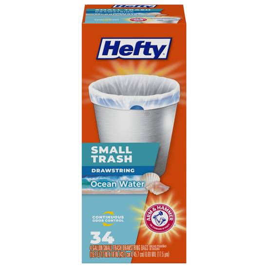 Hefty Small Trash Drawstring Ocean Water Trash Bags (34 ct)