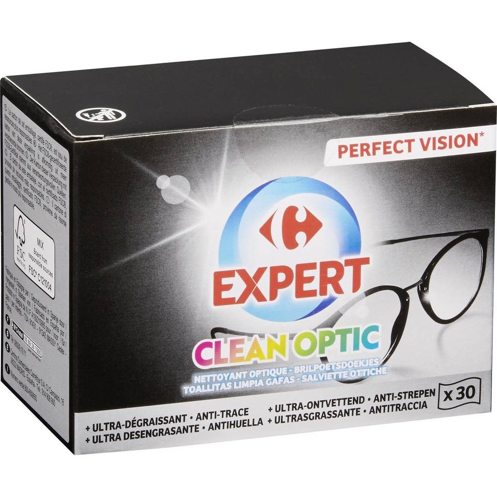 Nettoyant optique ultra dégraissant CARREFOUR EXPERT - la boite de 30