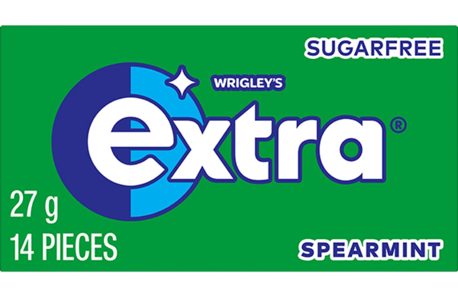 Extra Sugar Free Chewing Gum, Spearmint (27g, 14 pack)