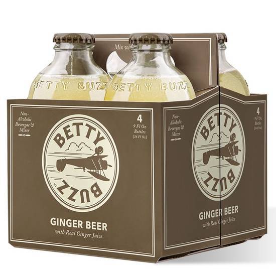 Betty Buzz Non-Alcoholic Ginger Beer (4 pack, 9 fl oz)
