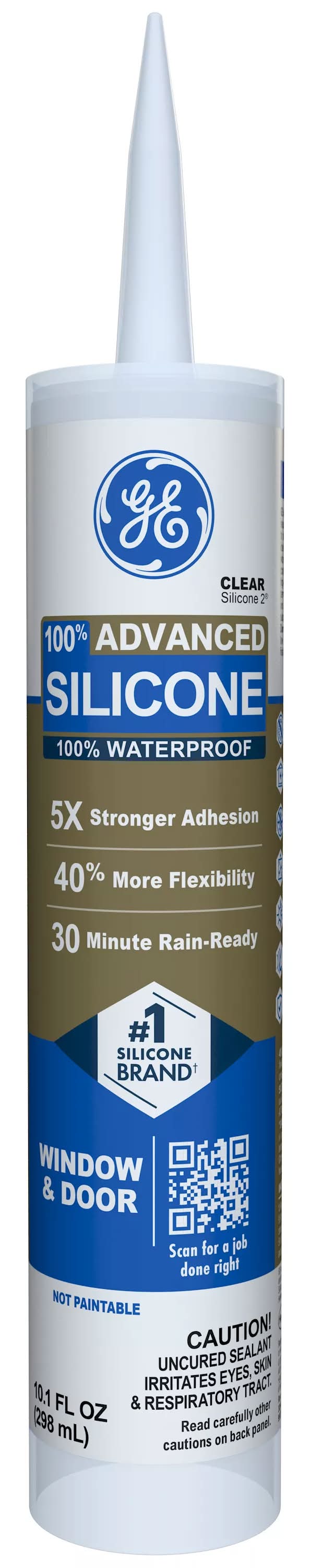 GE Advanced Silicone 10.1-oz Window and Door Clear Silicone Caulk