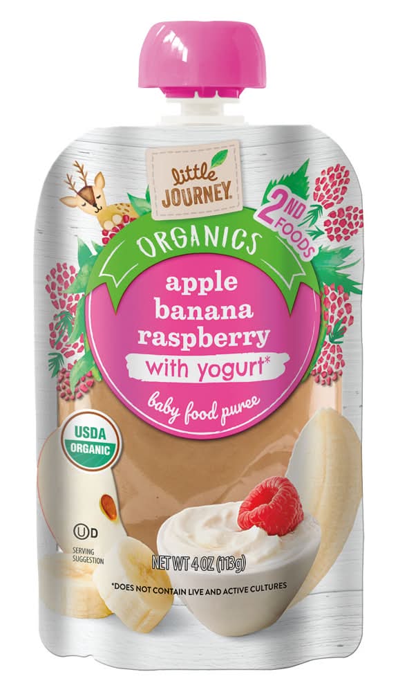 Little Journey Organic Yogurt Baby 2nd Food Puree, Apple Banana Raspberry (4 oz)