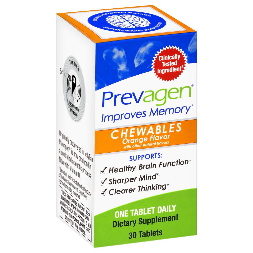 Prevagen Orange Flavor Improves Memory Regular Strength Chewables Tablets (2.24 oz)