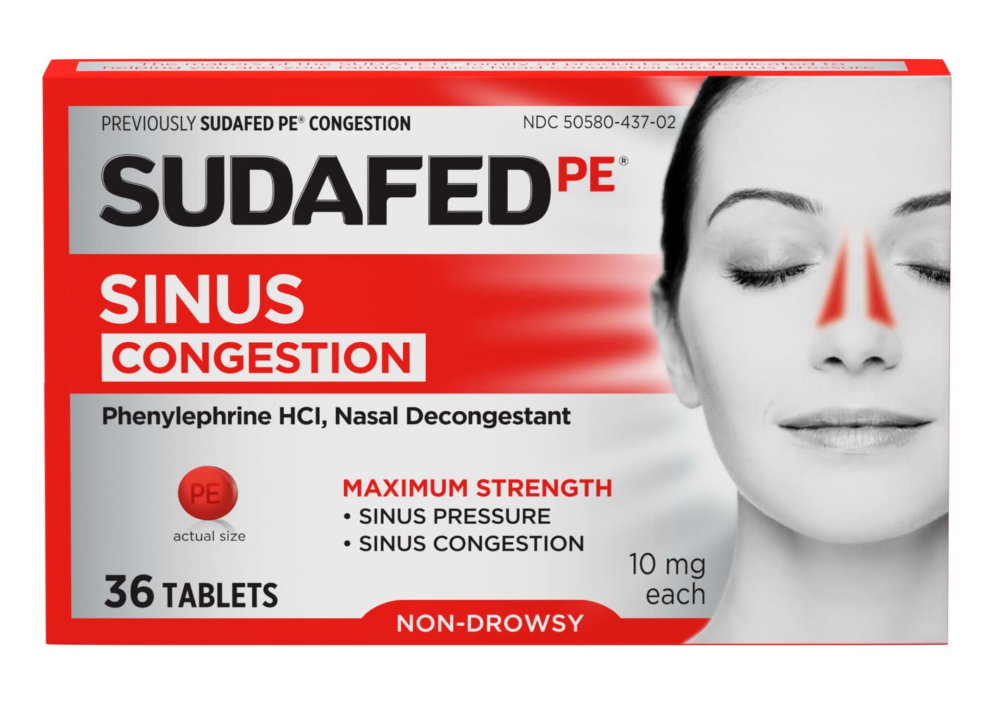Sudafed PE Congestion & Sinus Pressure Relief Tablets 10 mg (36 ct)