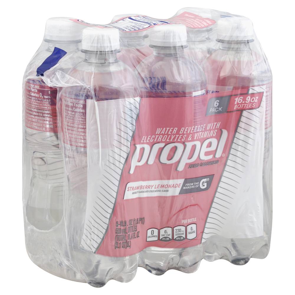 Propel Zero Sugar Electrolyte Water Beverage, Strawberry-Lemonade (6 x 16.9 fl oz)