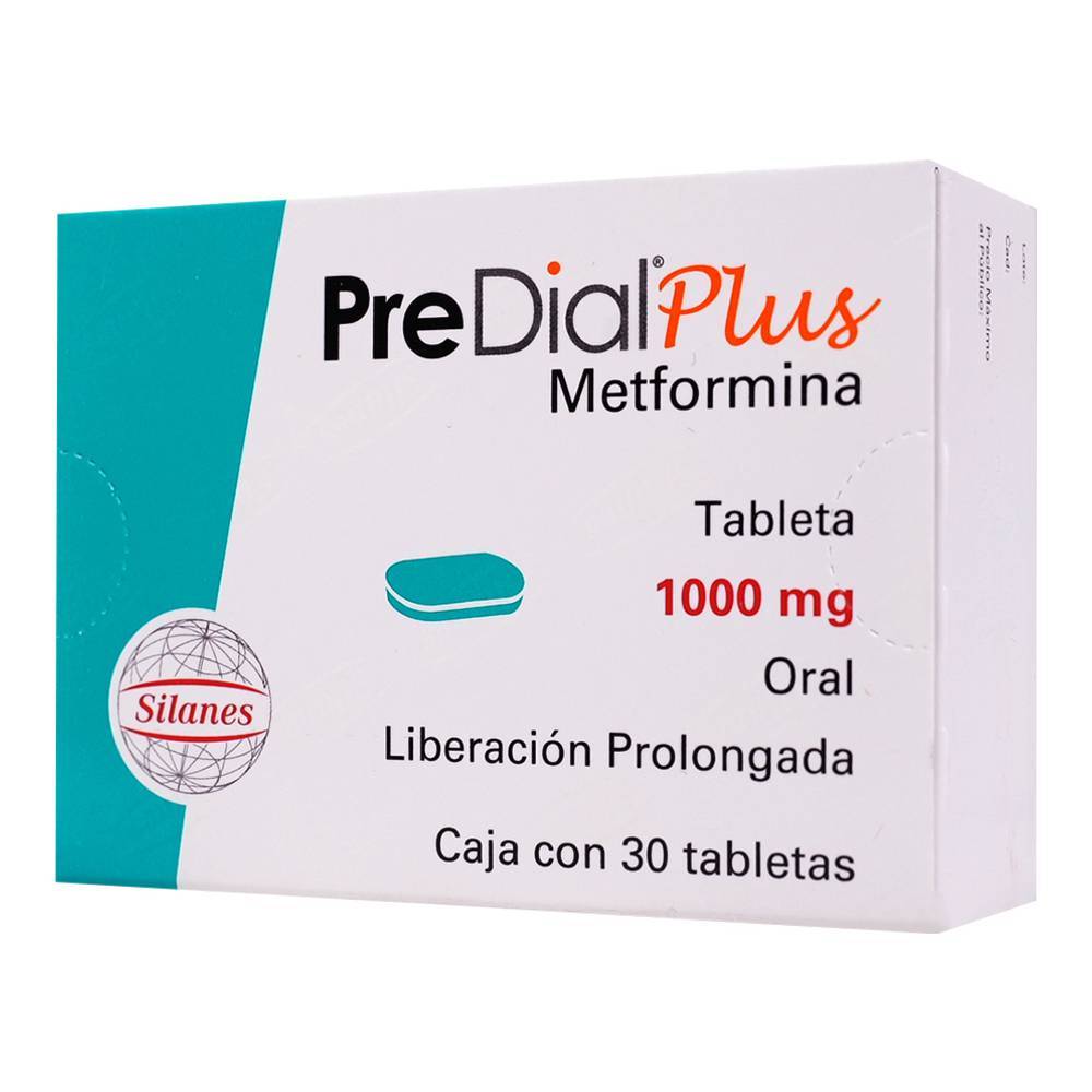 Silanes predial plus metformina tabletas 1000 mg (30 piezas)
