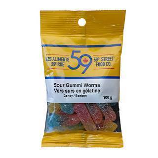 59E Rue Vers A La Gelee Surs 100G / 59Th Street Gummi Sour Neon Worms 100G
